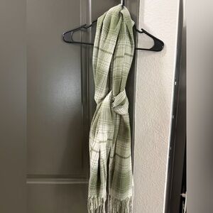 Plaid Green and White Scarf
